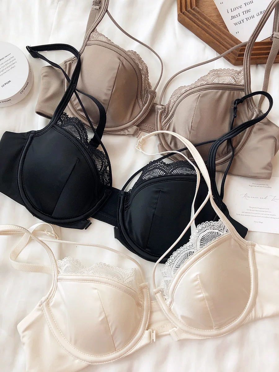 Women's Delicate Floral Lace Unlined Push-Up Bra Set