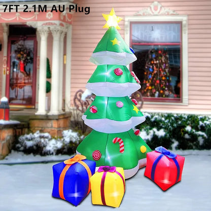 8ft Pink Inflatable Christmas Tree with LED Lights - Outdoor Yard Decor
