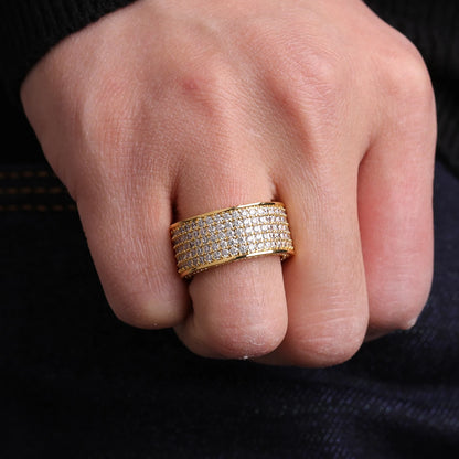 5 Row  Cubic Zircon Iced Men's Ring