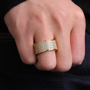 5 Row  Cubic Zircon Iced Men's Ring