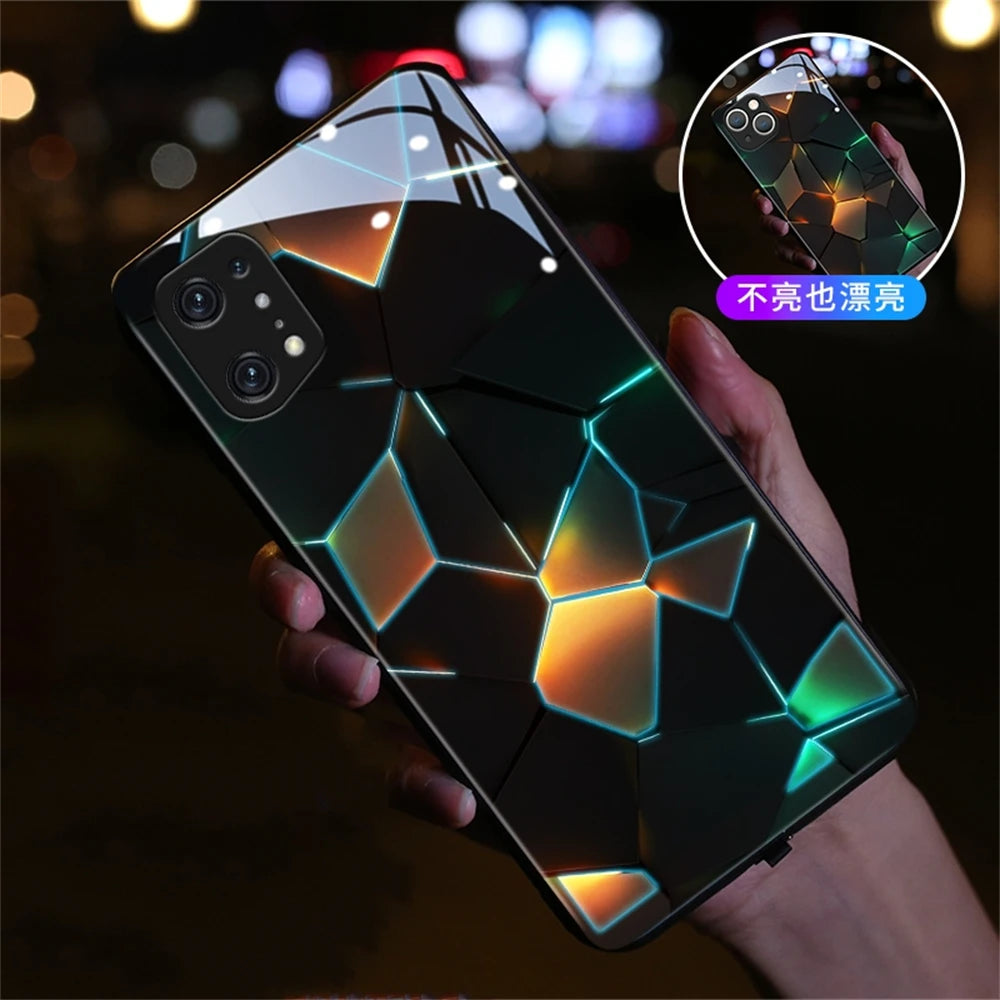 Geometric LED Light Glowing Luminous Phone Case For Samsung