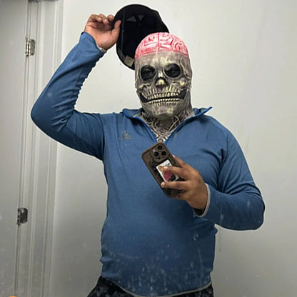Creepy Brains Skeleton Mask – Bloody Zombie Skull Halloween Helmet