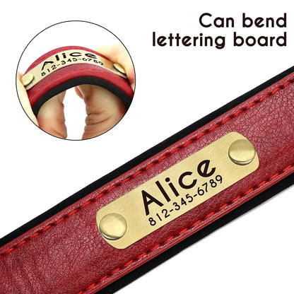 Leather Dog Collar Leash Set Soft Padded