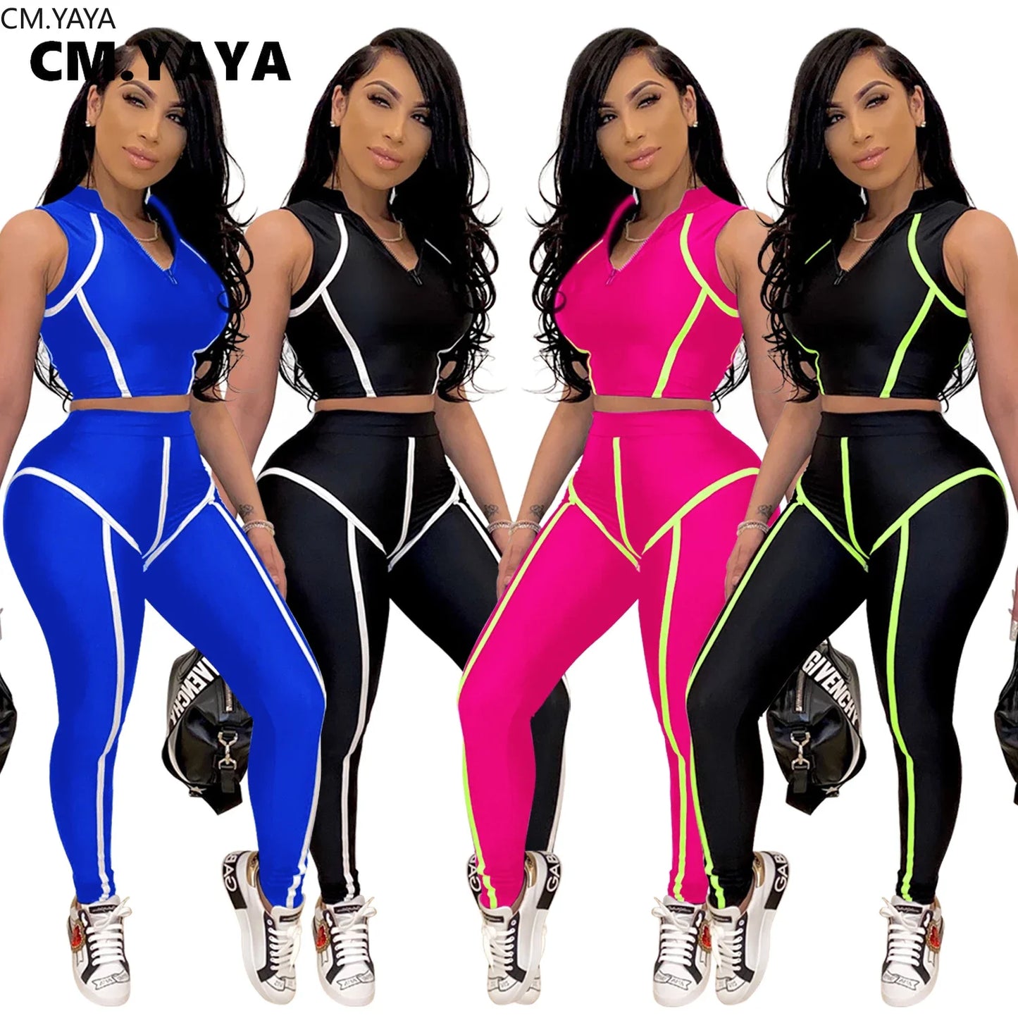 Slim Sleeveless Skinny Crop Tops + Pants Set