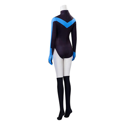 Women's Halloween Superhero Jumpsuit & Wing Cosplay Outfit