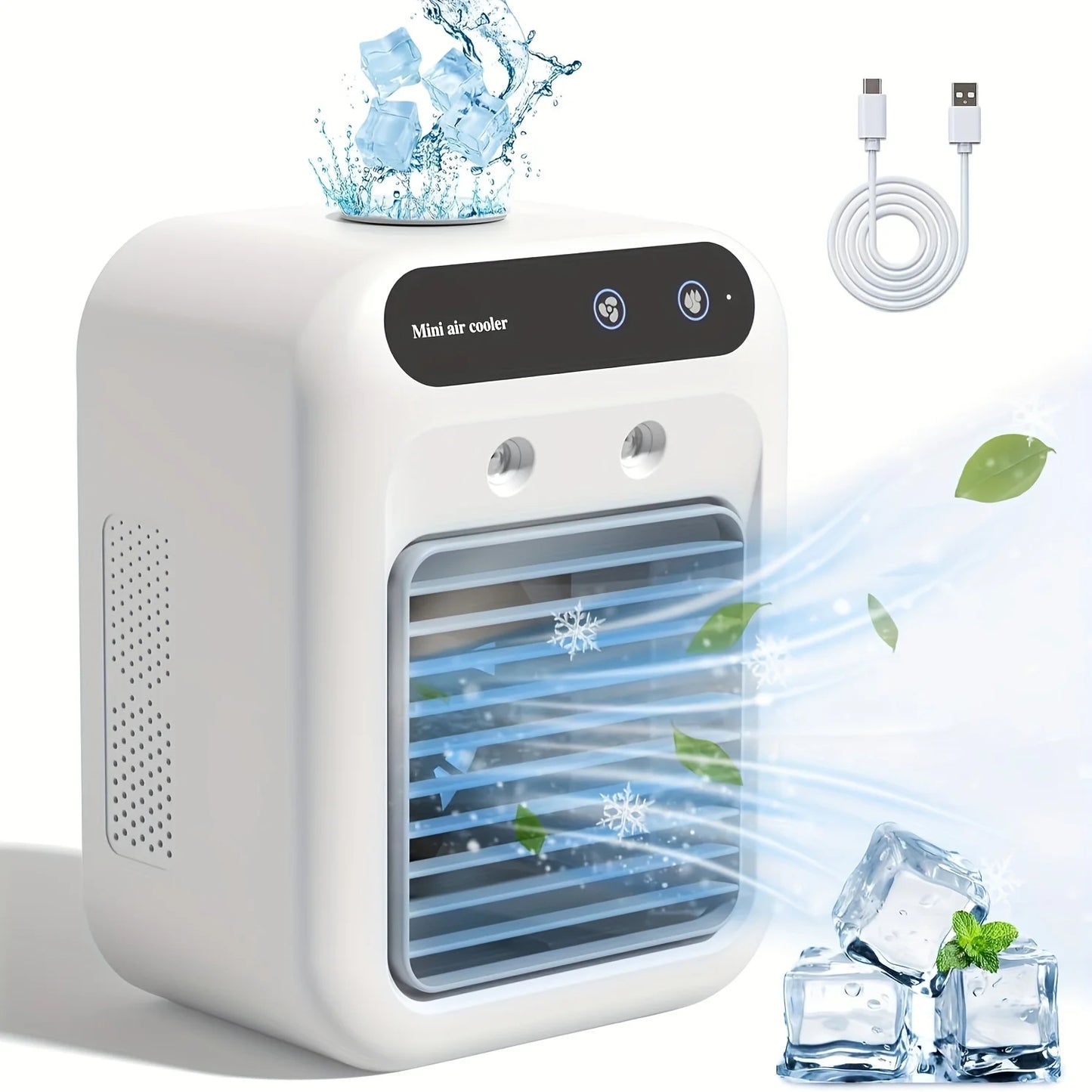 Portable USB Desktop Air Cooler with 1800mAh Battery and Water Tank