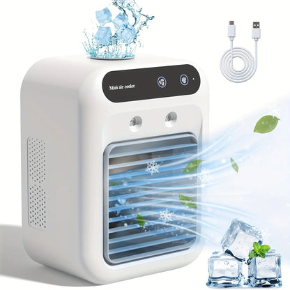 Portable USB Desktop Air Cooler with 1800mAh Battery and Water Tank