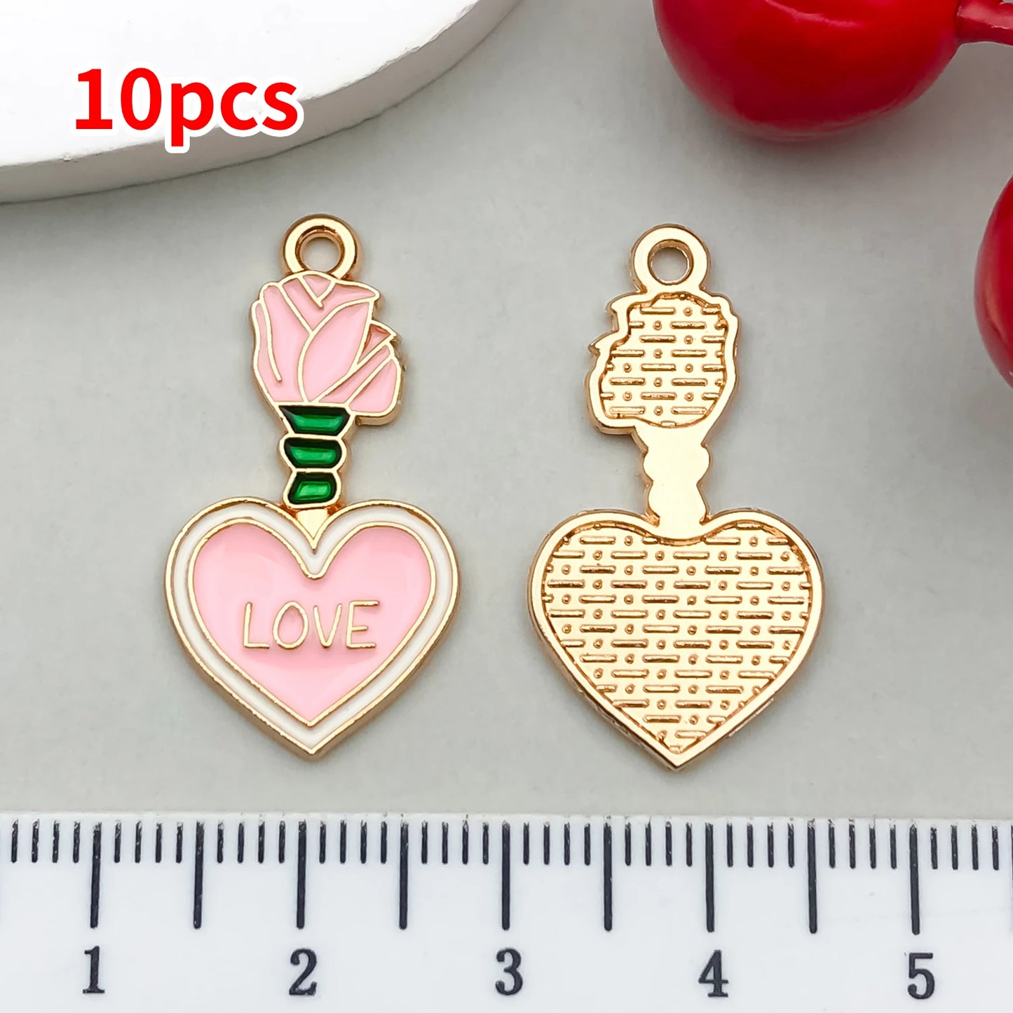 10-20 Piece Valentine's Day Mixed Alloy Flower Charms Set - DIY Jewelry Making Pendants