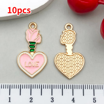 10-20 Piece Valentine's Day Mixed Alloy Flower Charms Set - DIY Jewelry Making Pendants