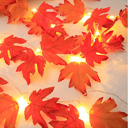 Artificial Fall Maple Leaf LED Light Garland