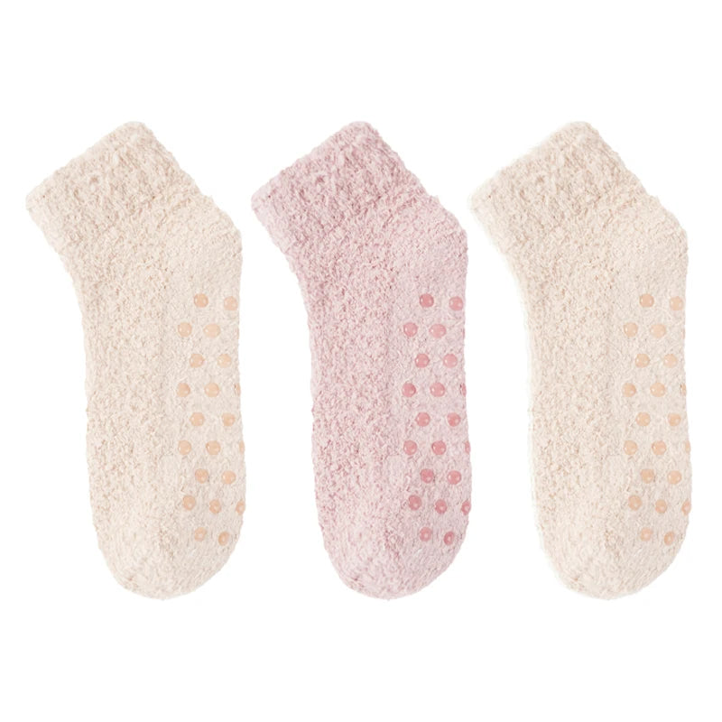 3 Pairs Non-Slip Coral Floor Socks