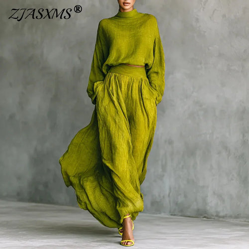 Long Sleeve Turtleneck Top + Maxi Skirt Set