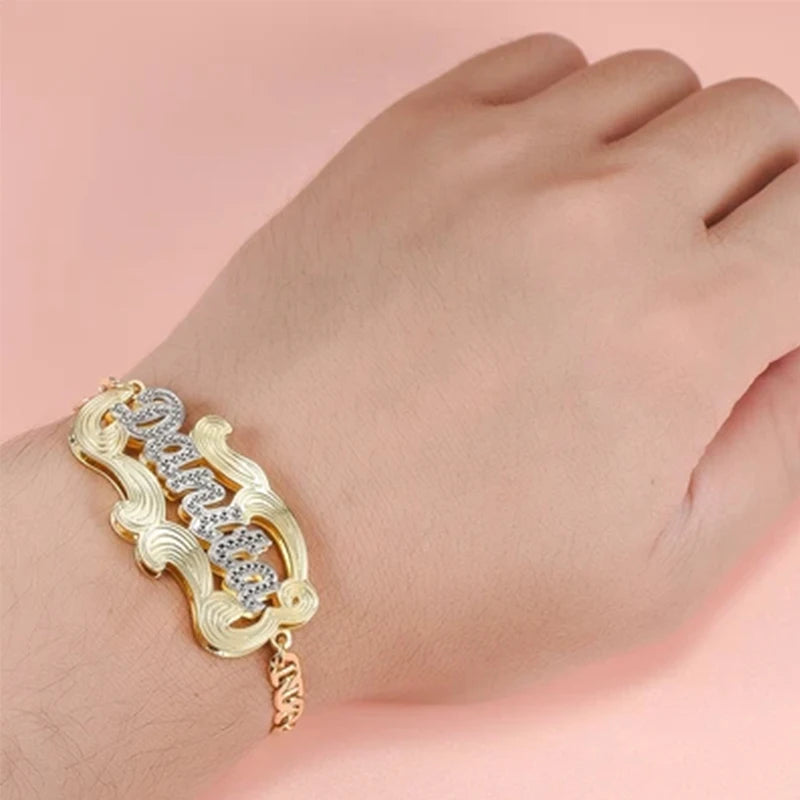 DHQH Personal Name Two-tone Stainless Steel Bracelet