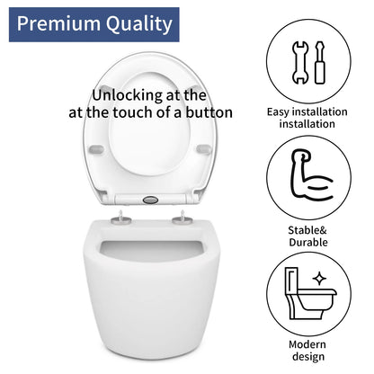 Soft-Close Quick-Release Toilet Seat for Square, U, and O Shapes