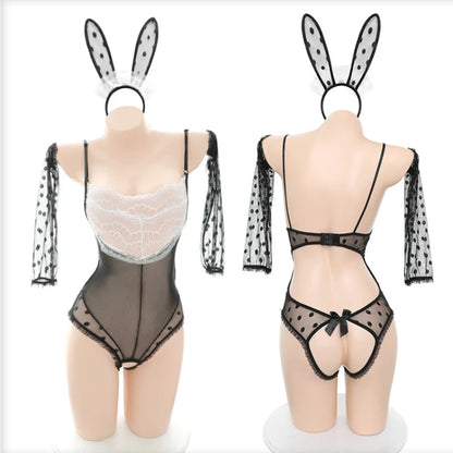 Women's Lace Sheer Anime Bunny Girl Cosplay Bodysuit