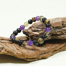 Natural Tiger's Eye & Amethyst Bead Stretch Bracelet