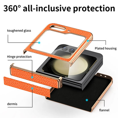Luxury Genuine Cowhide Leather Case for Samsung Galaxy Z Flip Series