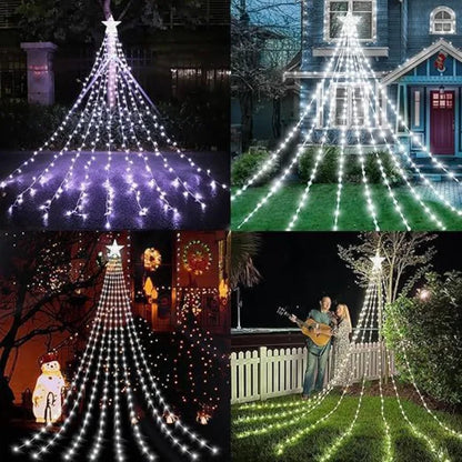 LED Waterfall Fairy String Lights with Star Topper