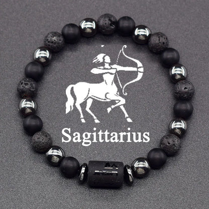 Natural Tiger Eye Stone 12 Zodiac Constellation Bead Bracelet
