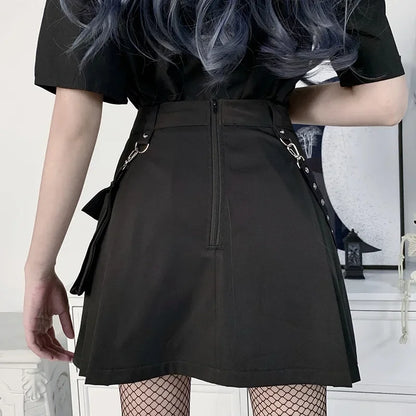 Women's Punk Gothic High-Waisted Bandage Mini Skirt