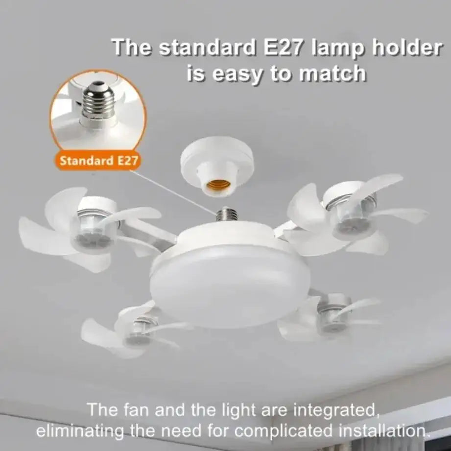2-in-1 Drone-Design E27 LED Ceiling Fan Light Bulb with Remote