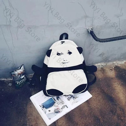 Funny Panda Pattern Casual Canvas Schoolbag & Computer Backpack