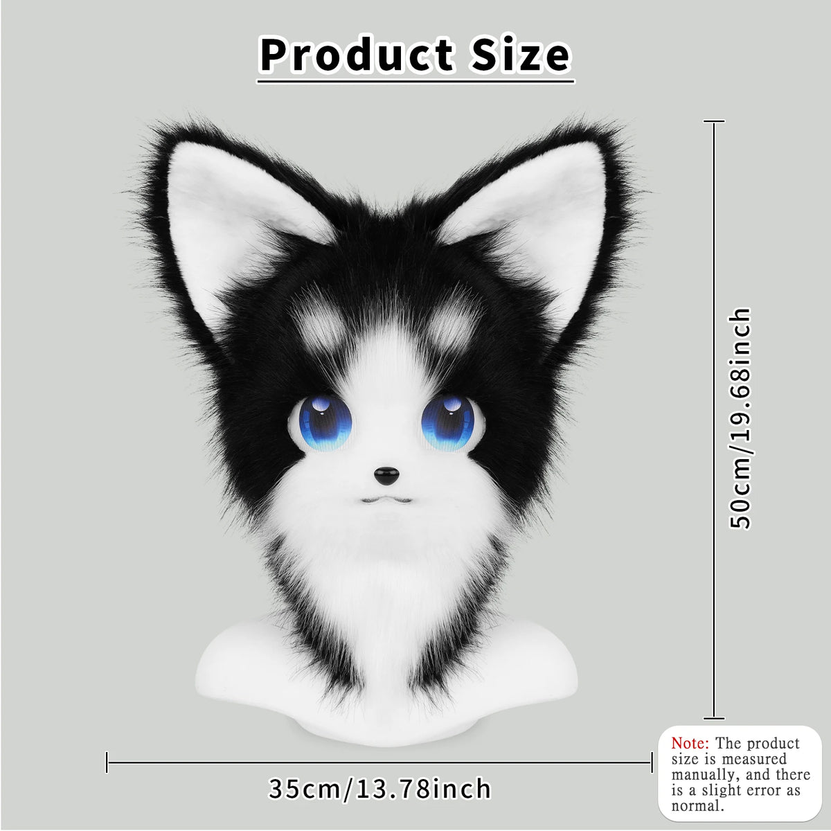Animal Furry Fursuit Head Mask - Plush Cat & Fox Cosplay Prop