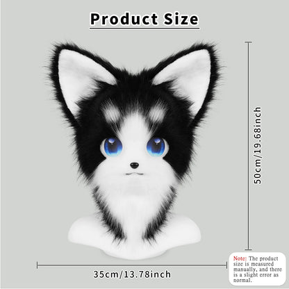 Animal Furry Fursuit Head Mask - Plush Cat & Fox Cosplay Prop
