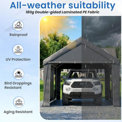 10x20FT Heavy Duty Carport Canopy with Removable Sidewalls, Roll Up Windows