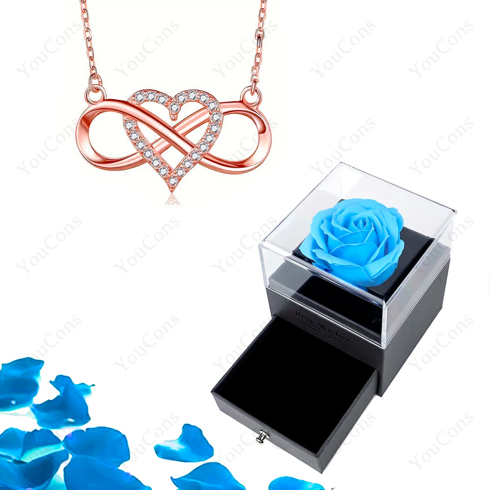 Luxury Heart Pendant Necklace with Rose Gift Box