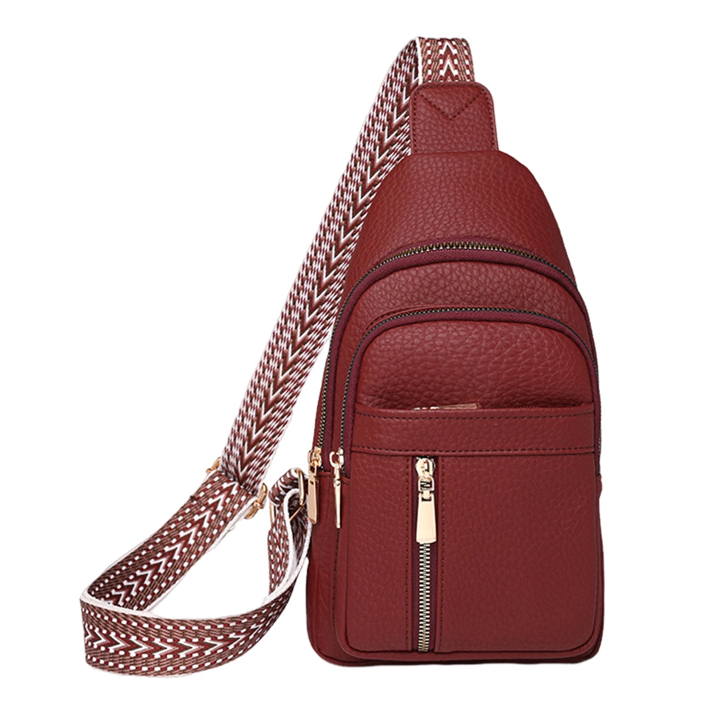 Faux Leather Crossbody Chest Bag