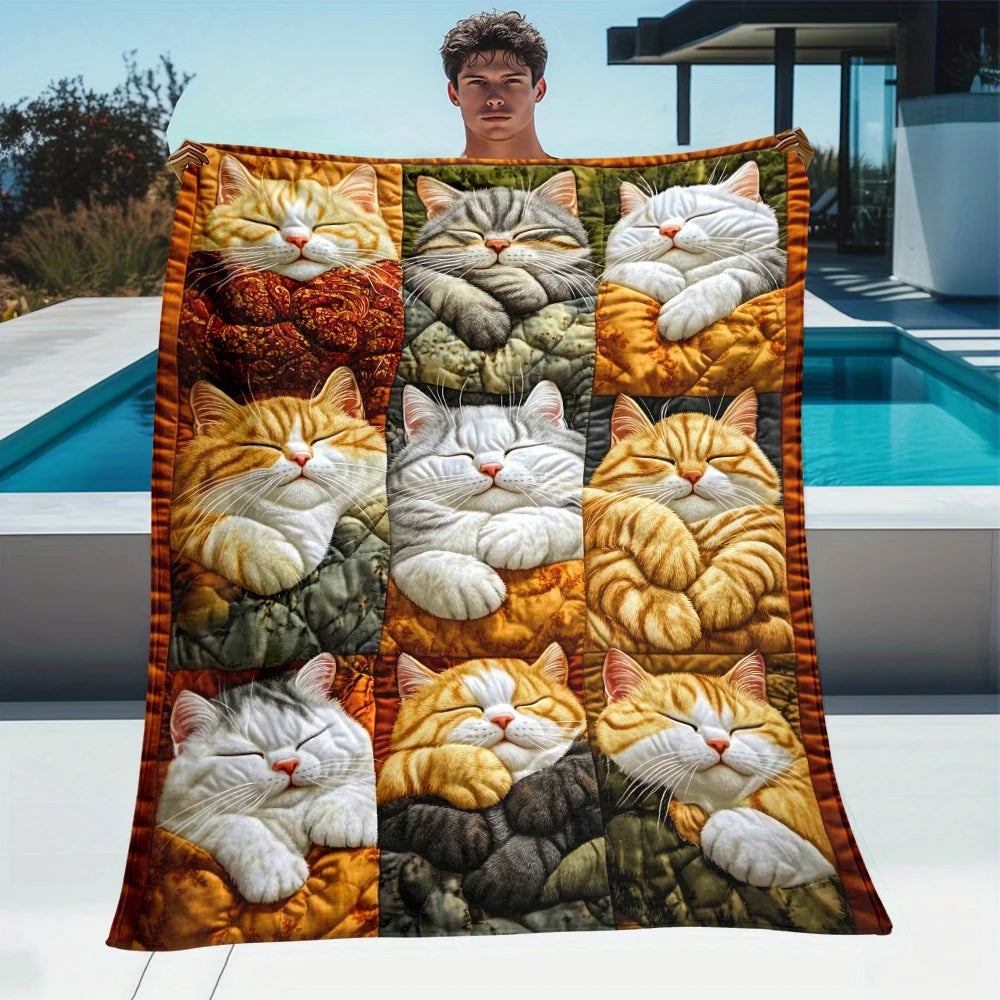 Cute Cat Print Blanket