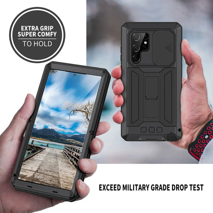 Military Grade Rugged Case for Samsung Galaxy S Series with Kickstand & Camera Cover