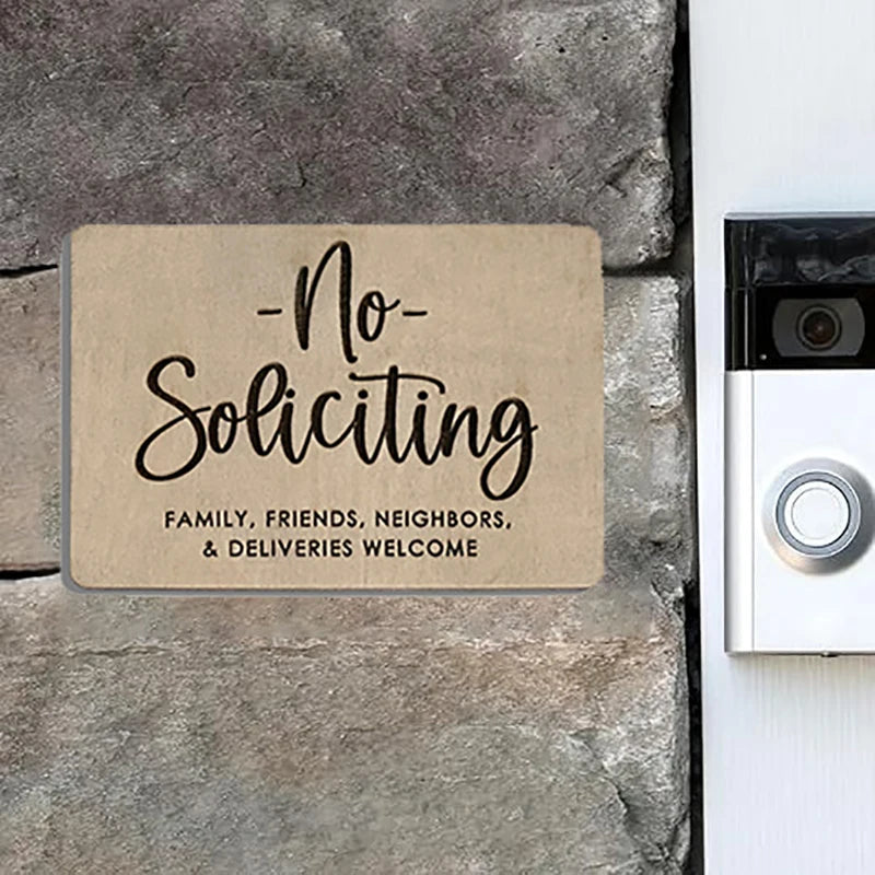 Wooden No Soliciting & Do Not Disturb Privacy Door Sign