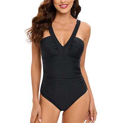 One-Piece Solid Color Swimsuit
