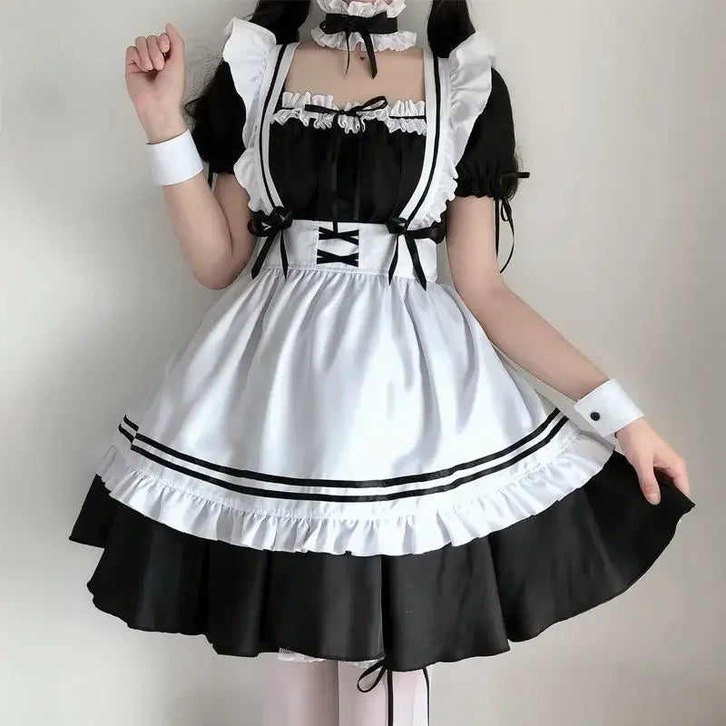 Women's Black Cute Lolita Maid Costume - Anime Cosplay Dress Set