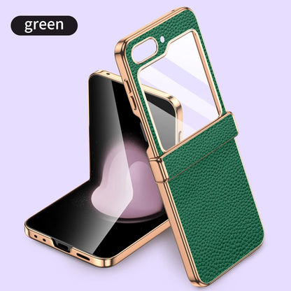 Luxury Genuine Cowhide Leather Case for Samsung Galaxy Z Flip Series