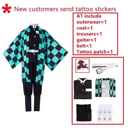 Tanjiro Kamado Demon Slayer Cosplay Costume Set for Kids & Adults