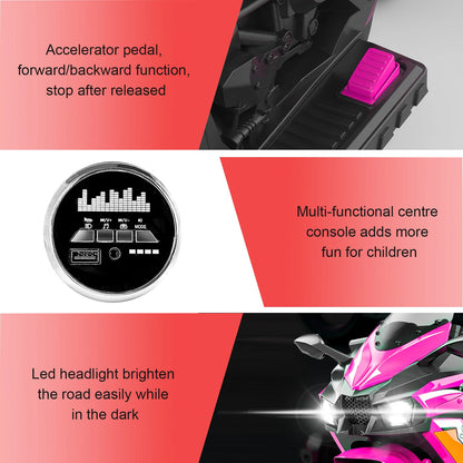 Electric 12V Battery Powered Motorcycle with LED Lights and Music