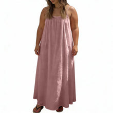 Backless Casual Solid Color Loose Fitting Sleeveless Dress