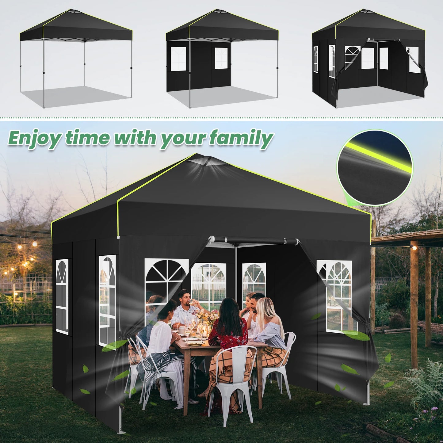 COBIZI 10x10FT Pop Up Canopy Tent with 4 Removable Sidewalls