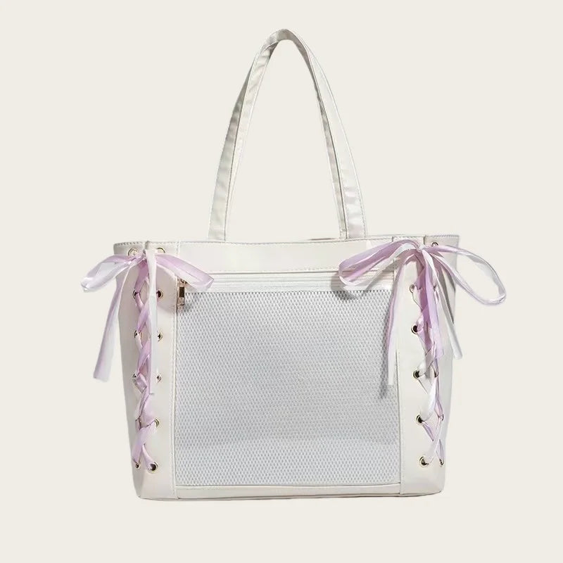 Japanese Cute Ribbon Ita Bag Transparent Lolita Tote Bag