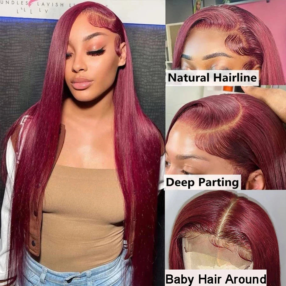 99J Burgundy 13x6 Lace Front Human Hair Wig