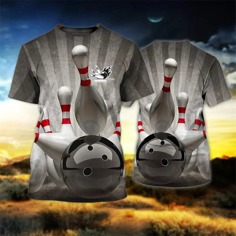 Men's 3D Bowling Pins Graphic Performance T-Shirt
