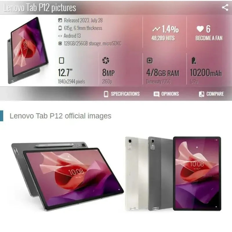 Tempered HD Screen Protector For Lenovo Tab P12 12.7"