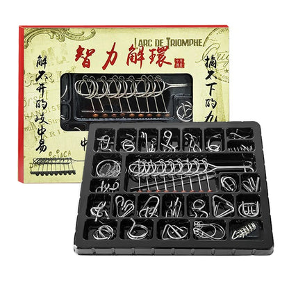 Classical Metal Wire Brain Teasers & IQ Puzzle Set