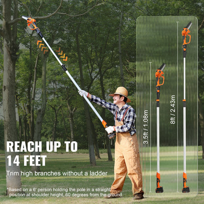VEVOR 2-in-1 Cordless Pole Saw & Mini Chainsaw Battery Pole 8ft Reach