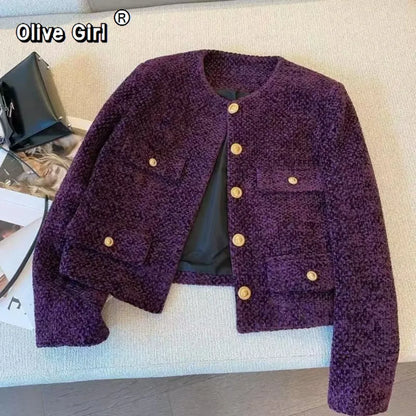 Women's Elegant Sequined Single-Breasted Crop Jacket Coat