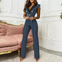 Plaid Sleeveless Slim Fit Vest Top and Long Pants Set
