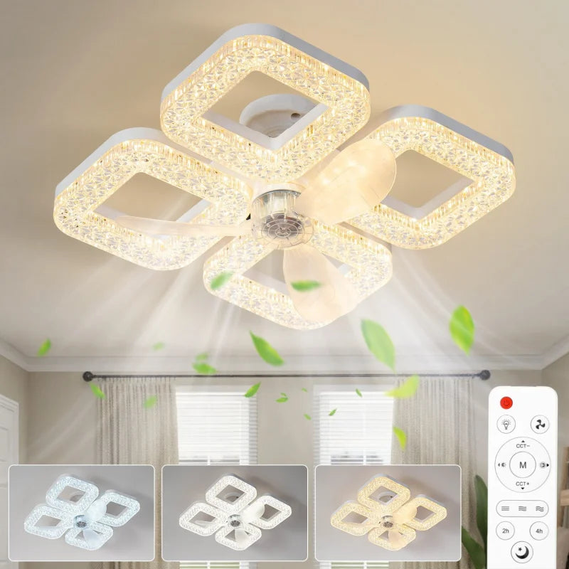 Silent Drone-Style LED Ceiling Fan Light with Remote